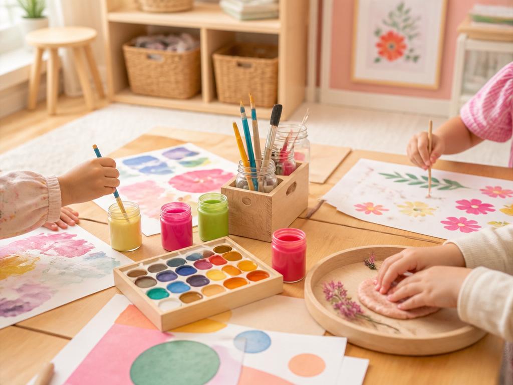 Art and sensory activity at a low craft table